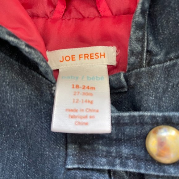 Toddler fancy peplum denim jacket with hood, Joe Fresh 18m - 2T - Picture 3 of 3